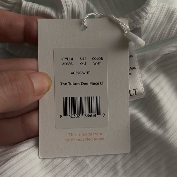 Andie Swim The Tulum One Piece LT Swimsuit White Ribbed Size XXL long torso NWT - Picture 6 of 7